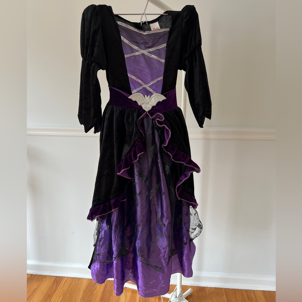 Morph Deluxe Girls Purple Black Witch Costume Halloween Fancy Dress wz hat 4-6yr